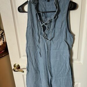 Sleeveless Denim Lace-Up Top